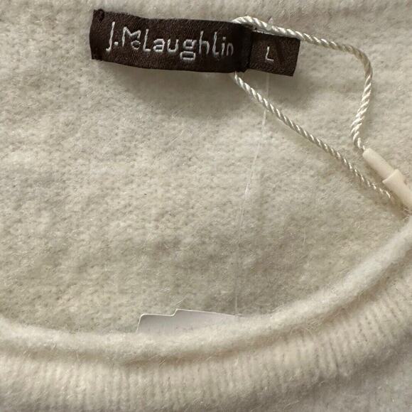 J. McLaughlin Marais Wool & Alpaca Blend Crew Neck Cream Sweater Size L NWT - Picture 4 of 7
